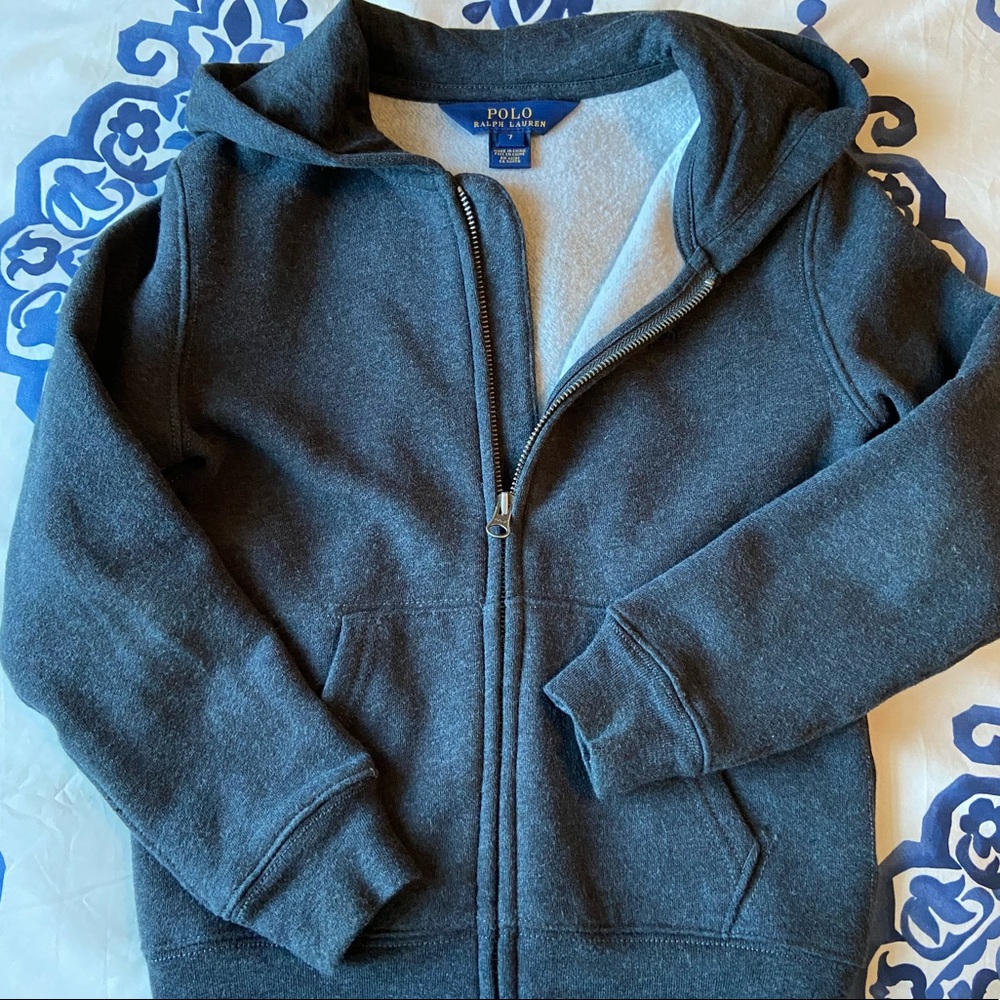 NWOT Boys Polo gray zip up hoodie